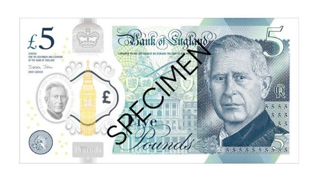 Bank of England unveils first pound notes featuring King Charles III following death of Queen Elizabeth II 